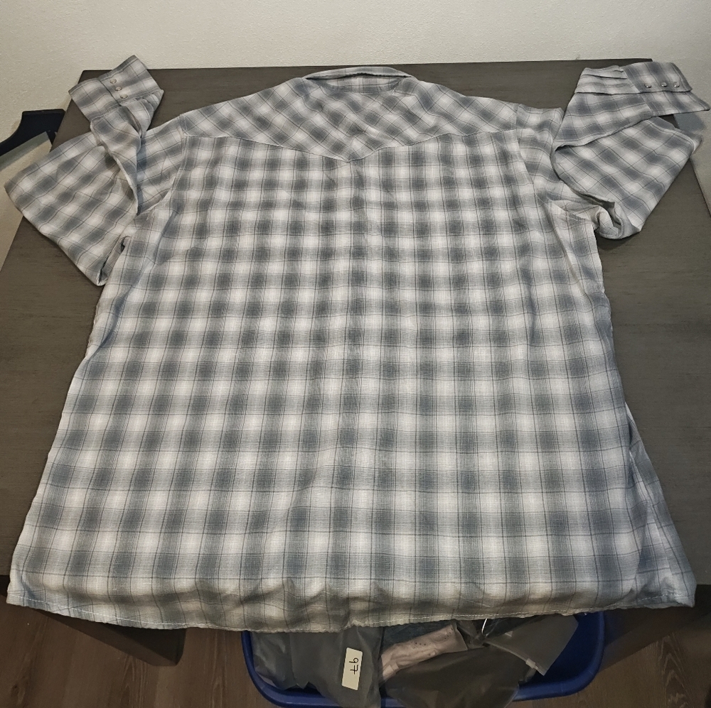 Wrangler Men's Long Sleeve Western Shirt Plaid Pearl snap Button Size XL - Picture 2 of 4